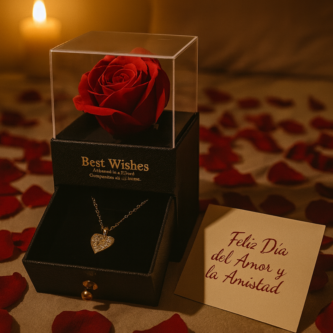 Rosa Eterna + Caja de Lujo con joyero secreto (Incluye Collar Gratis)